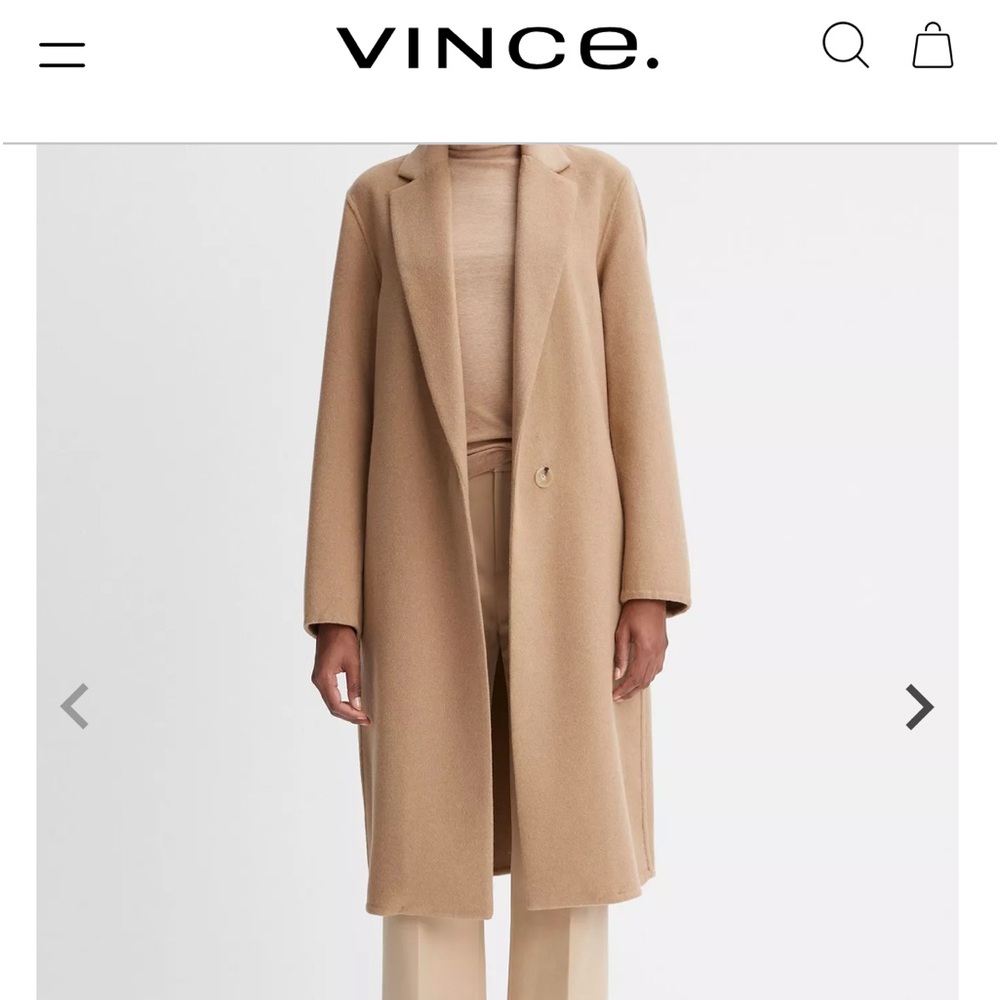 Vince, wool mix, classic camel coat.  Size XL